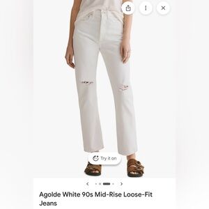 Agolde 90s Loose Fit in Enamel white jean size 24